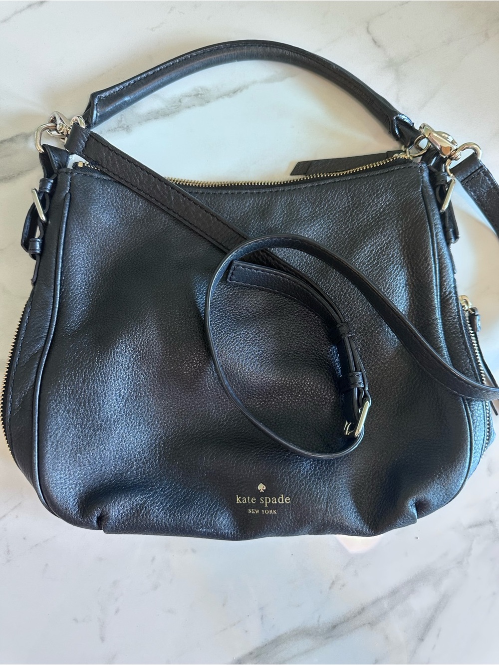 kate spade Black Pebbled Leather Shoulder Bag
